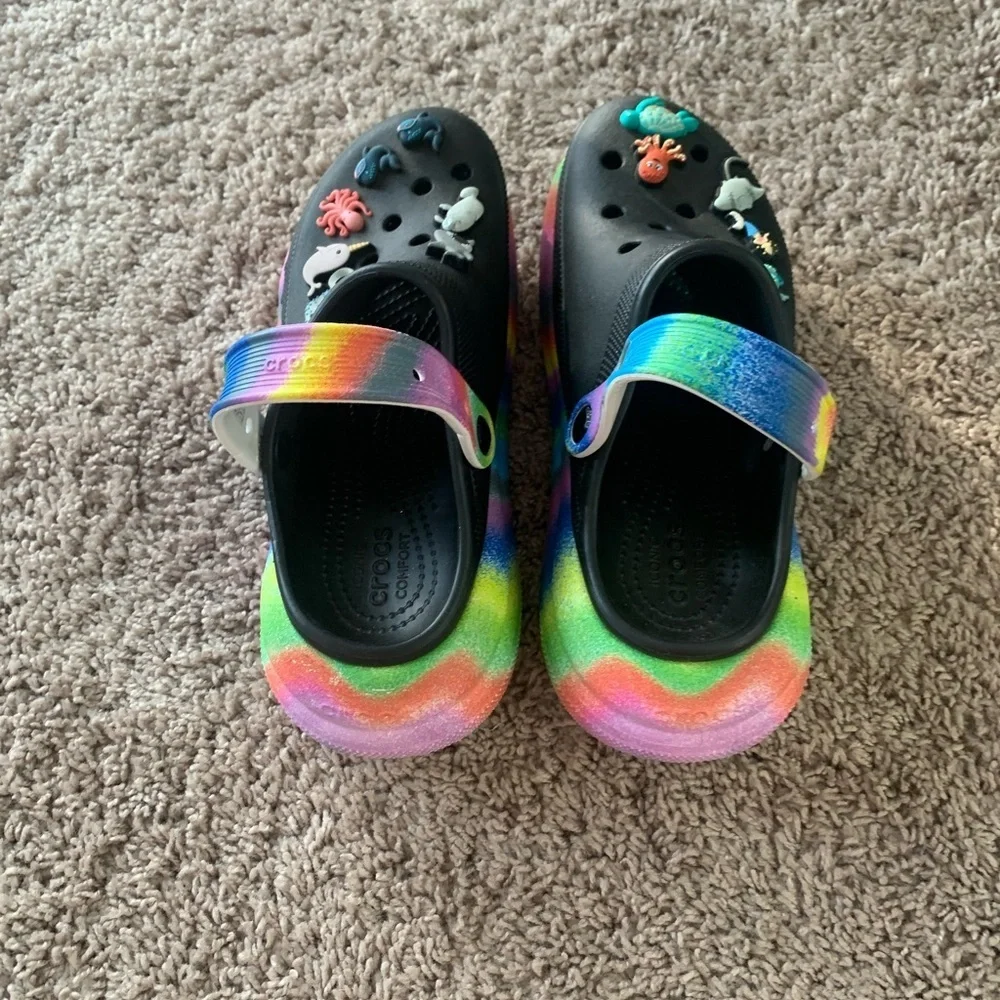 Crocs Multi Spray Dye Platform Clogs Sandals